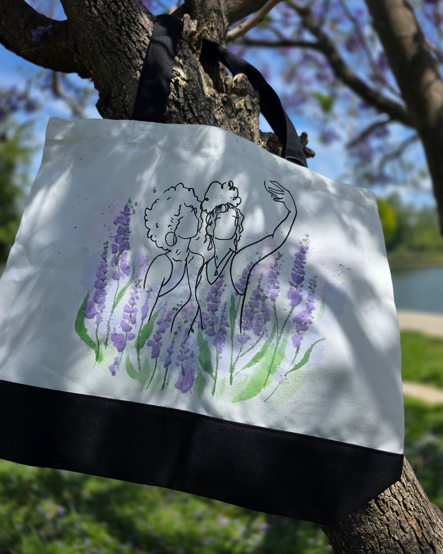 Lavender Encounter — Hand-Painted Canvas Tote