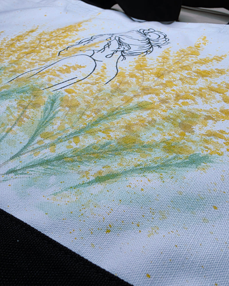 Golden Stillness — Hand-Painted Canvas Tote