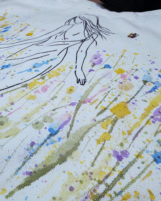 Soft Meadow Study — Hand-Painted Canvas Tote