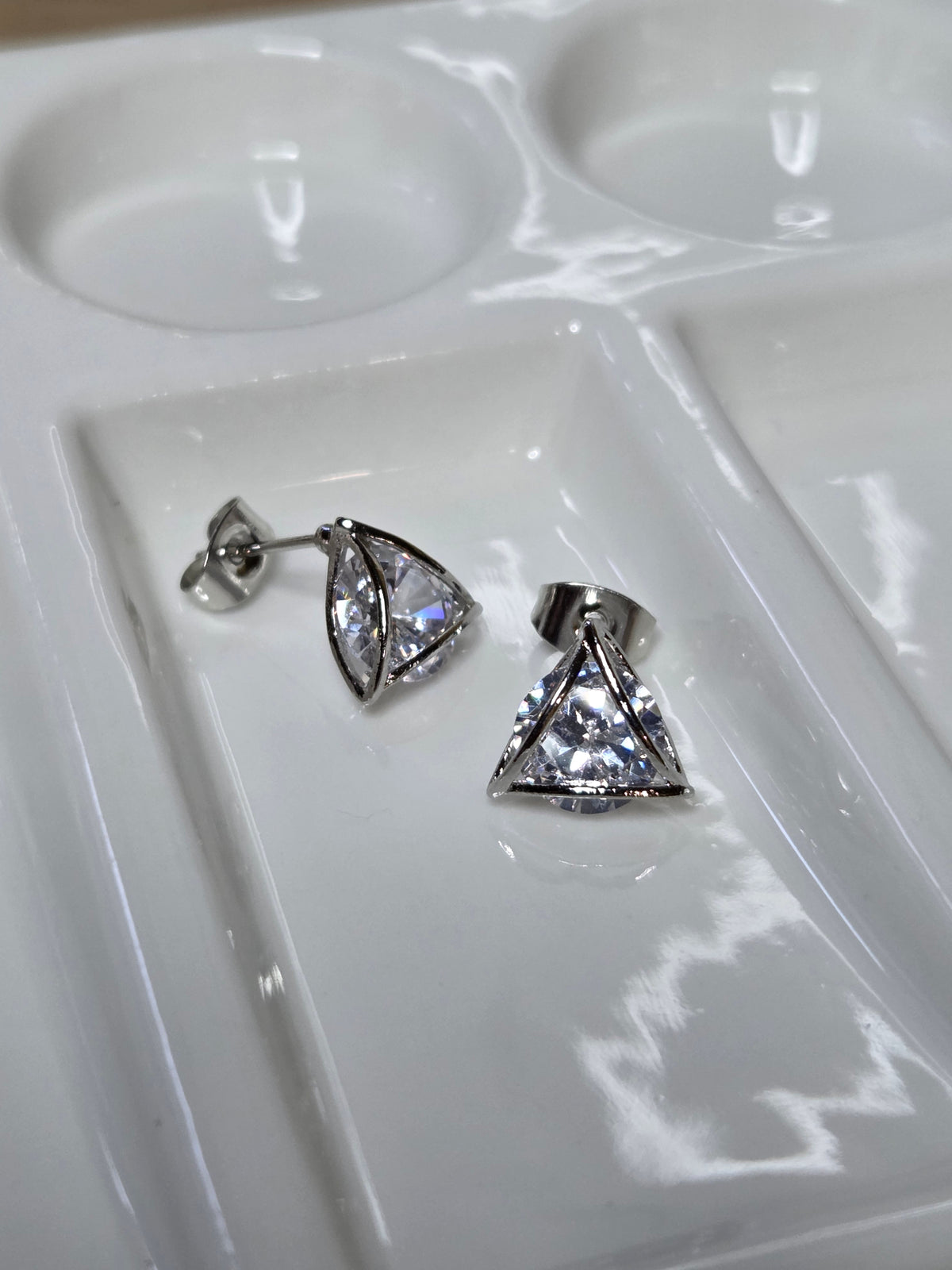 Tessa CZ Triangle Stud Earrings