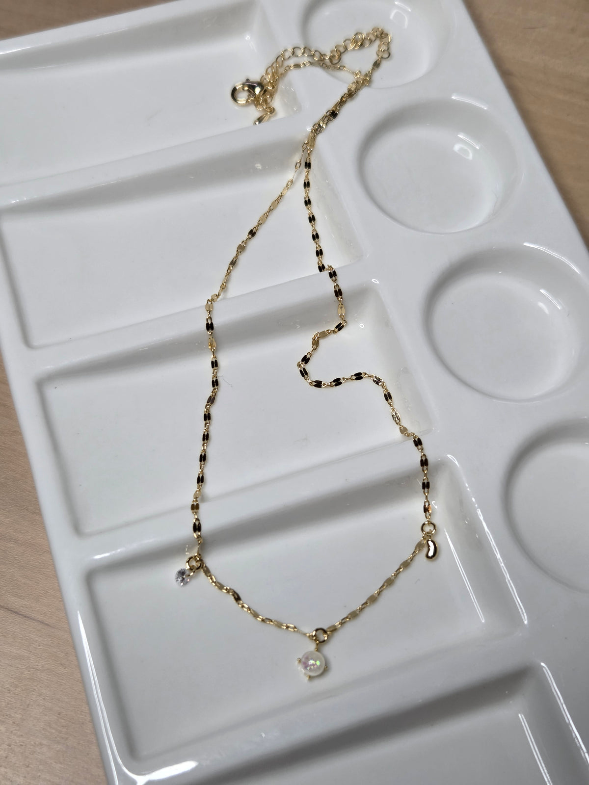 Mira Delicate Charm Necklace 15" Brass Necklace
