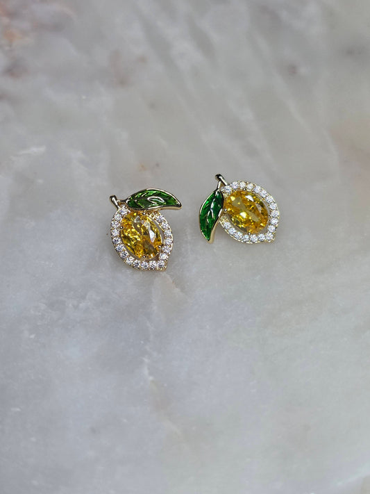 Lemon Zest Zircon Stud Earrings