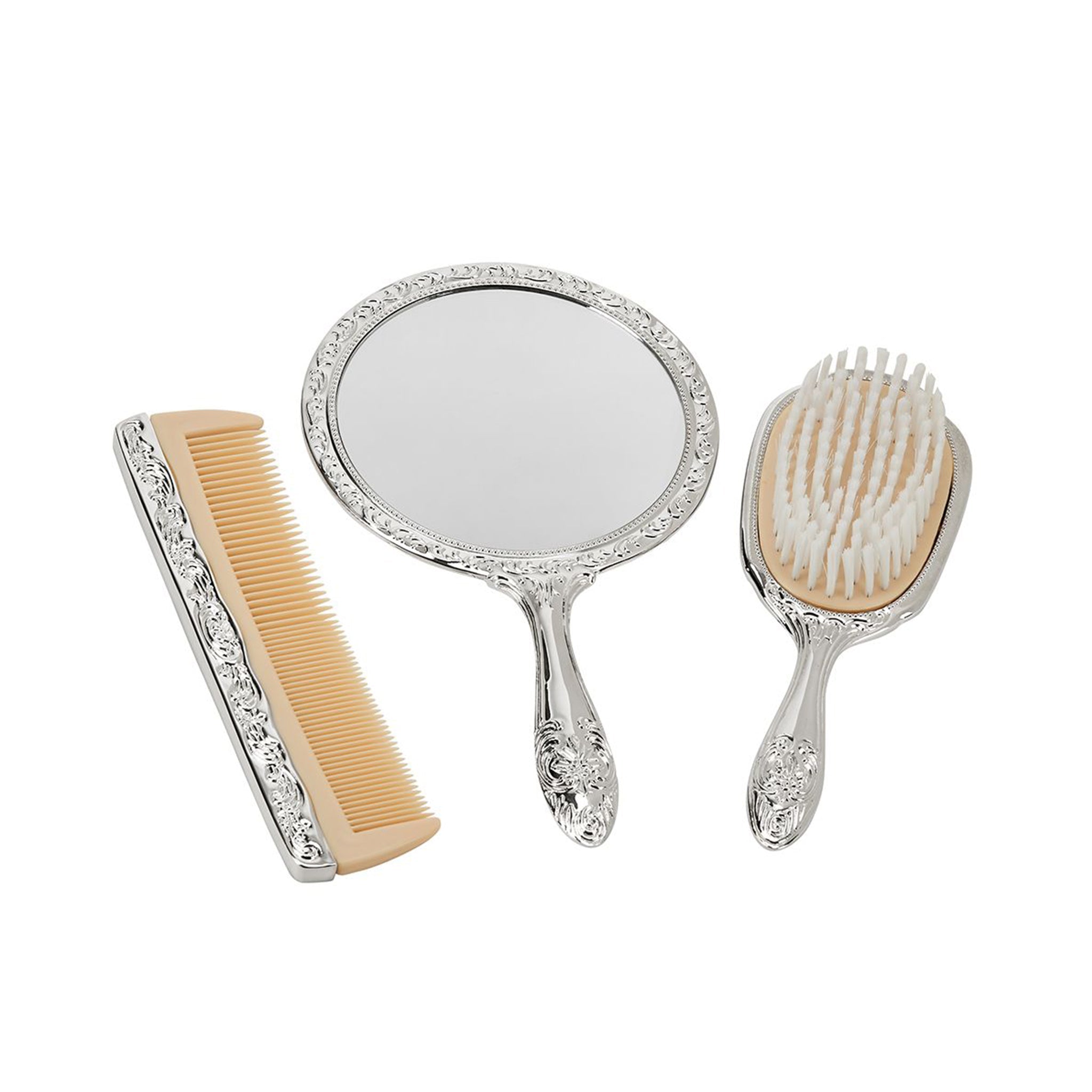 Ornate Vanity Set with Comb, Brush & Mirror-1