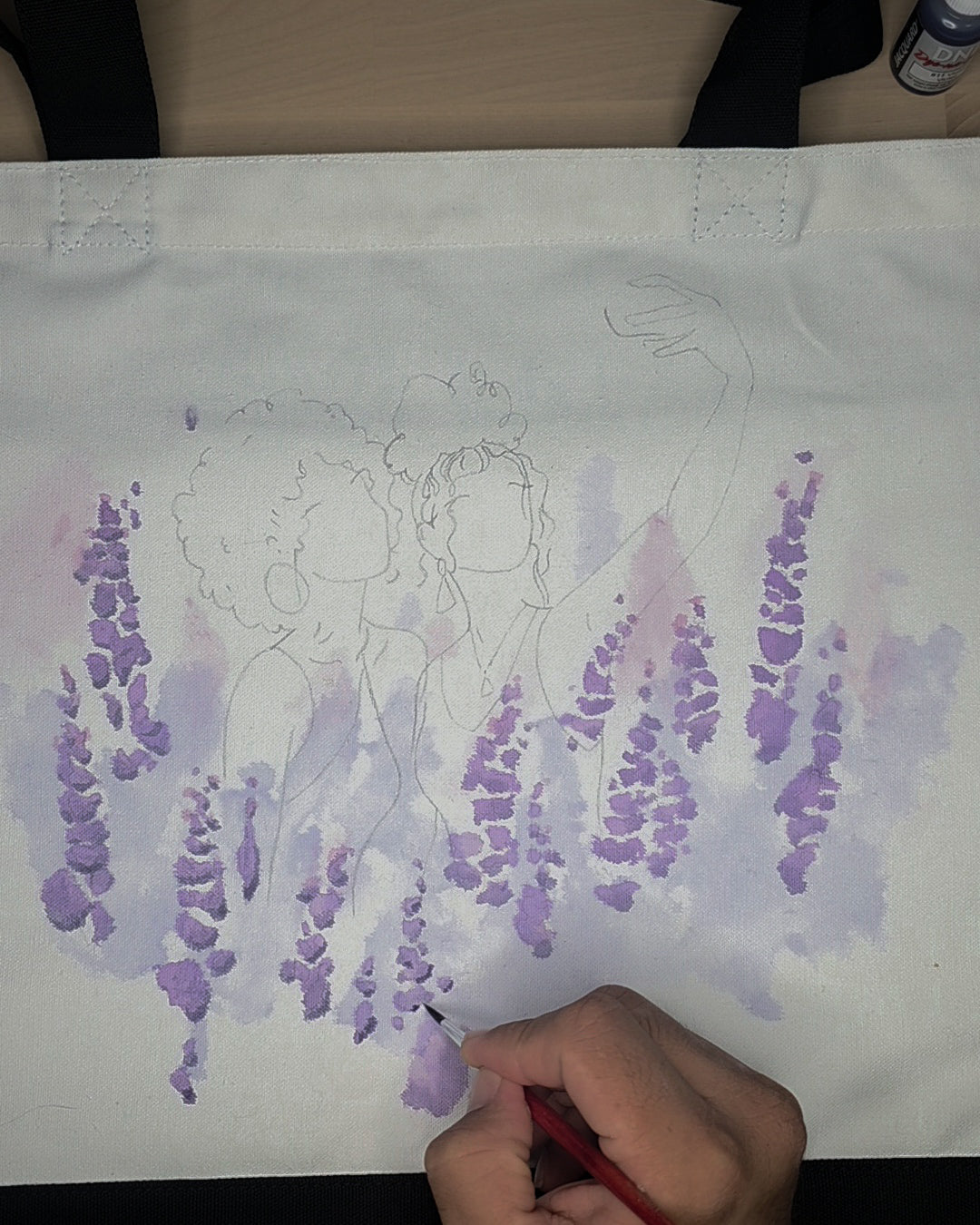Lavender Encounter — Hand-Painted Canvas Tote