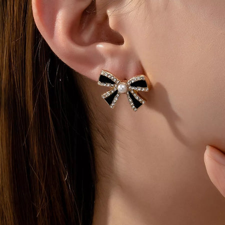 Bowknot Pearl Stud Earrings