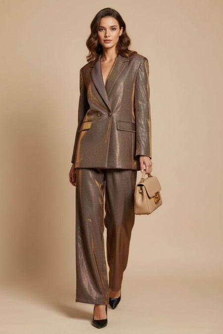 Luxe Iridescent Power Suit Blazer and Pant Set