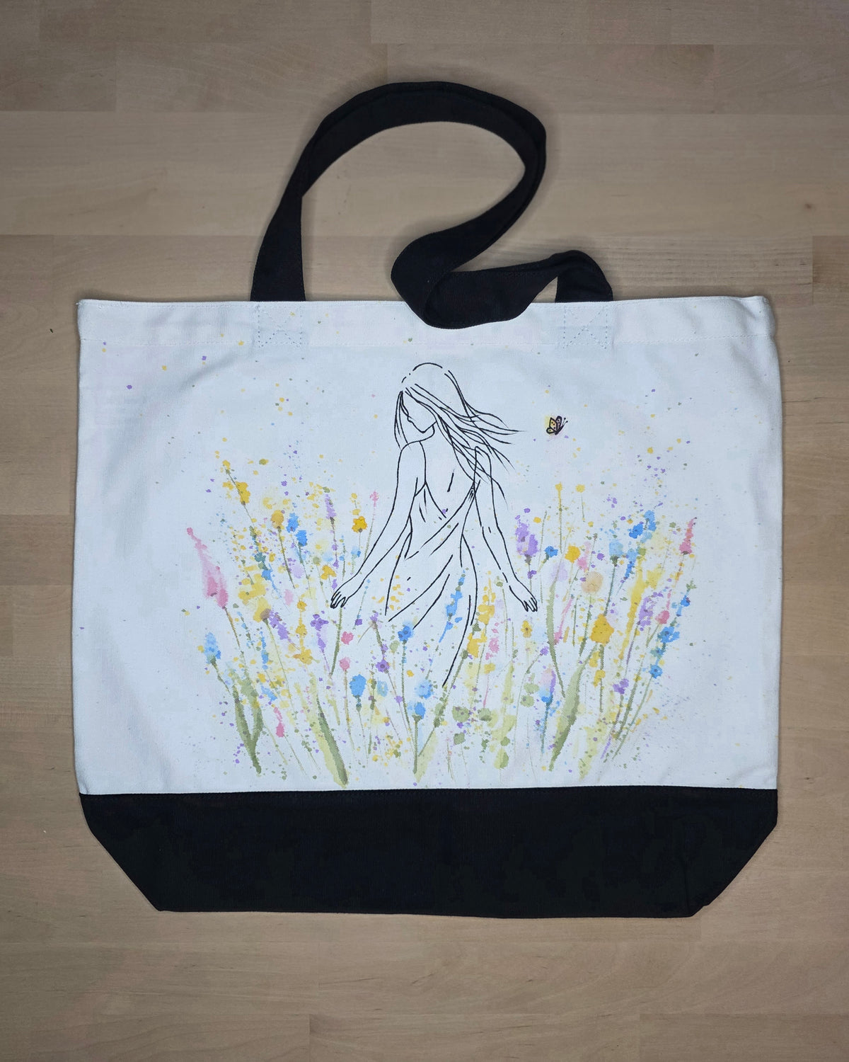 Soft Meadow Study — Hand-Painted Canvas Tote