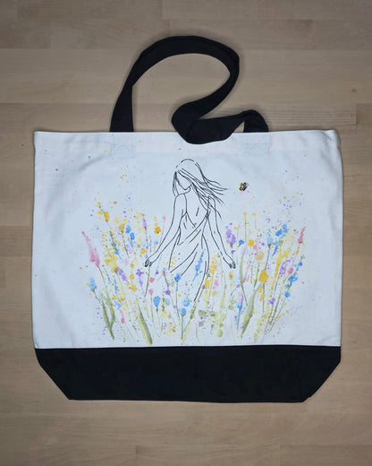Soft Meadow Study — Hand-Painted Canvas Tote