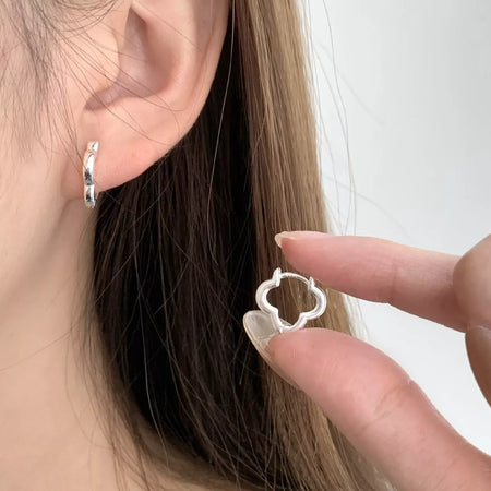 925 Sterling Silver Four Leaf Clover Earrings