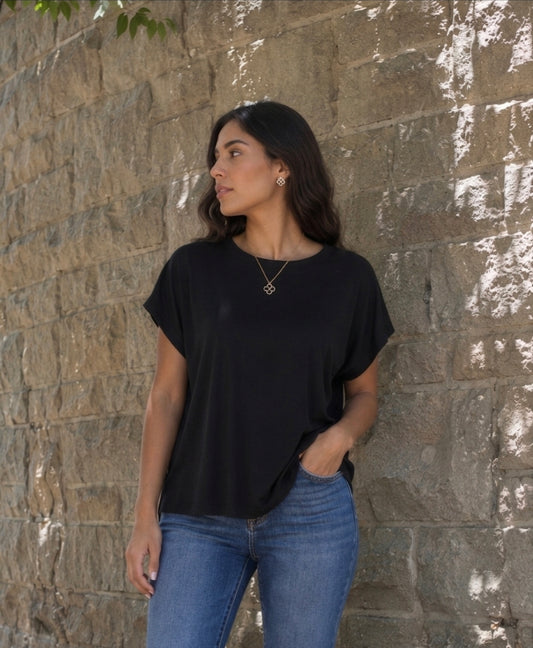 Black Dolman Sleeve Top