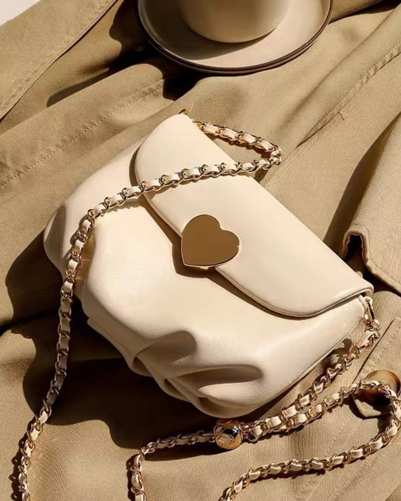 Heart Buckle Chain Crossbody Bag