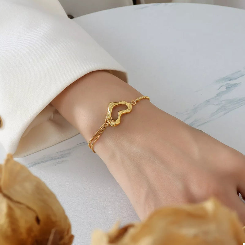 18K Gold-Plated Titanium Steel Heart Bracelet