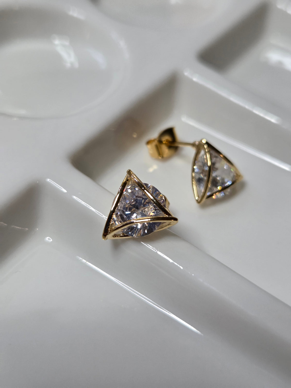 Tessa CZ Triangle Stud Earrings