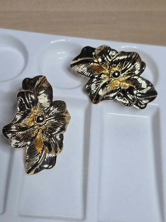 Camellia Gold Flower Statement Earrings