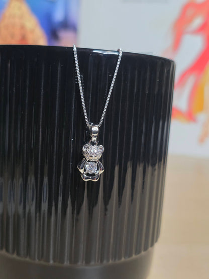 Cuddled Sparkle Bear Necklace