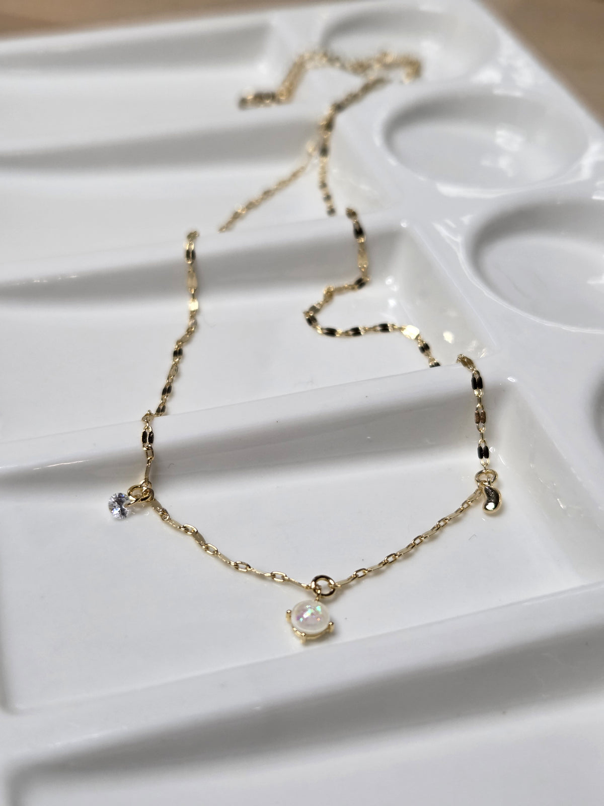 Mira Delicate Charm Necklace 15" Brass Necklace