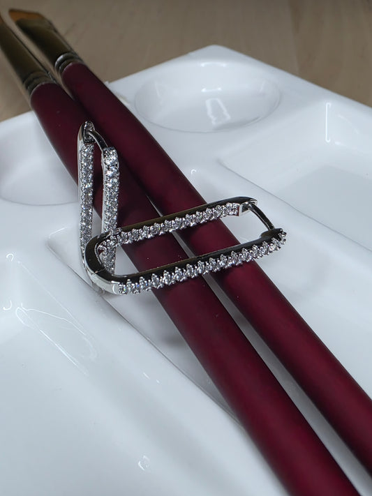 Celia CZ Elongated Hoop Earrings