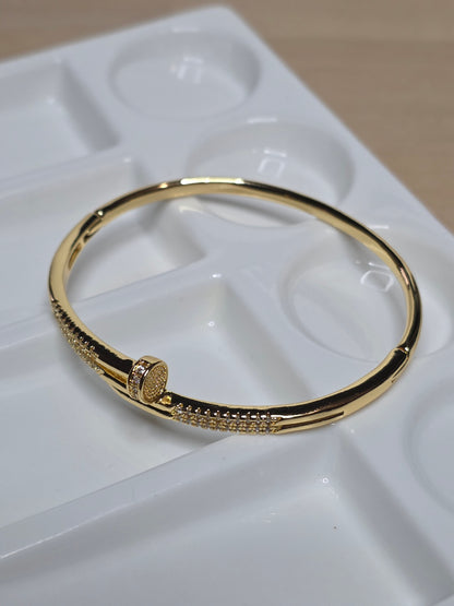 Aurielle Nail Bracelet – Gold Tone Crystal Accent Bangle