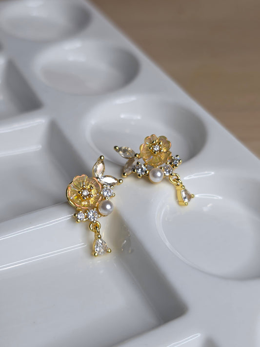 Aurora Floral Pearl Earrings