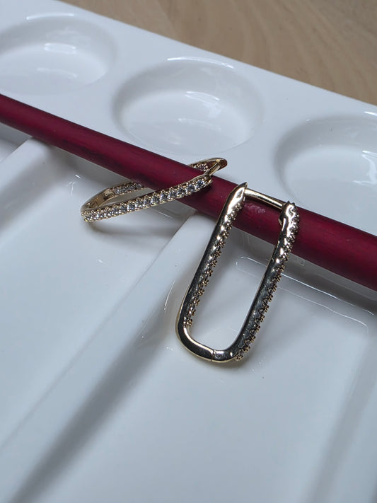 Celia CZ Elongated Hoop Earrings