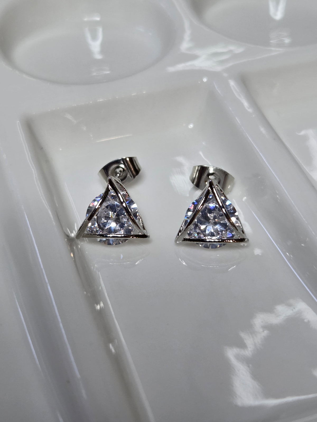 Tessa CZ Triangle Stud Earrings