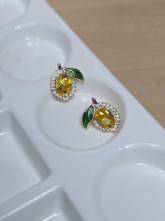 Lemon Zest Zircon Stud Earrings