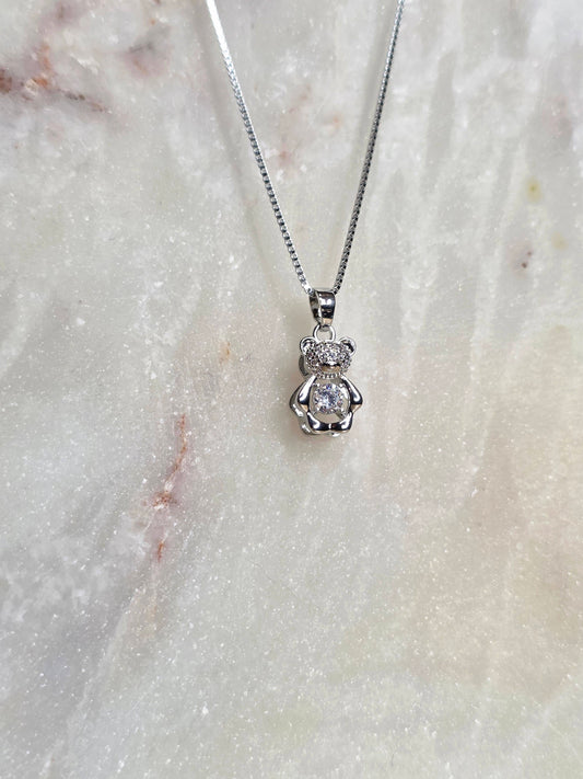 Cuddled Sparkle Bear Necklace