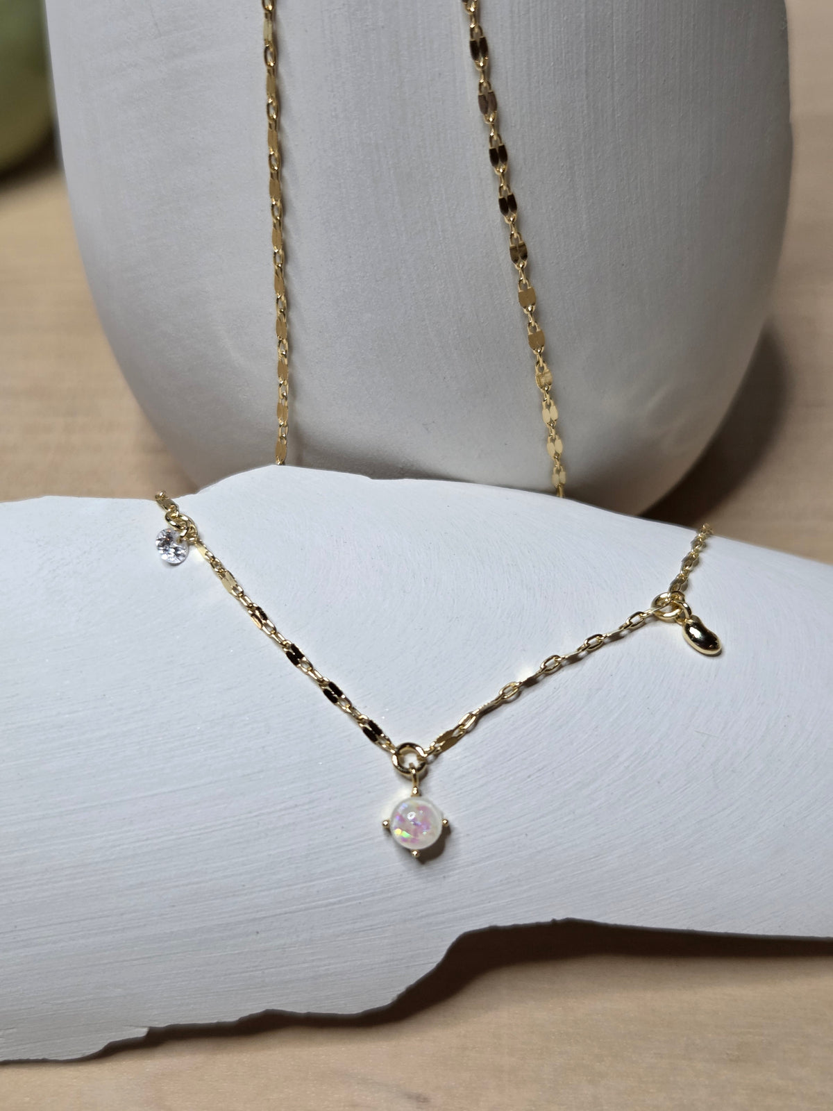 Mira Delicate Charm Necklace 15" Brass Necklace