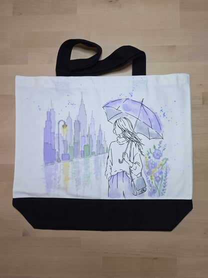 Violet Weather — Hand-Painted Canvas Tote