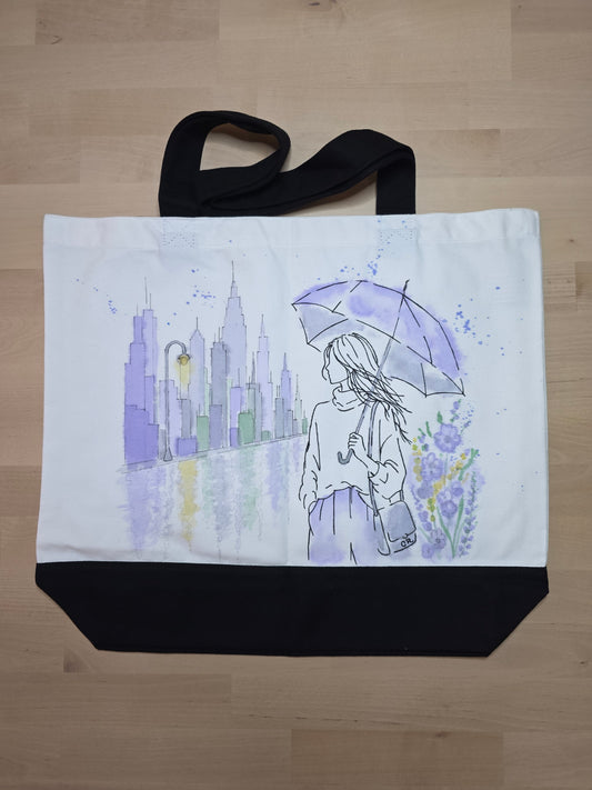 Violet Weather — Hand-Painted Canvas Tote