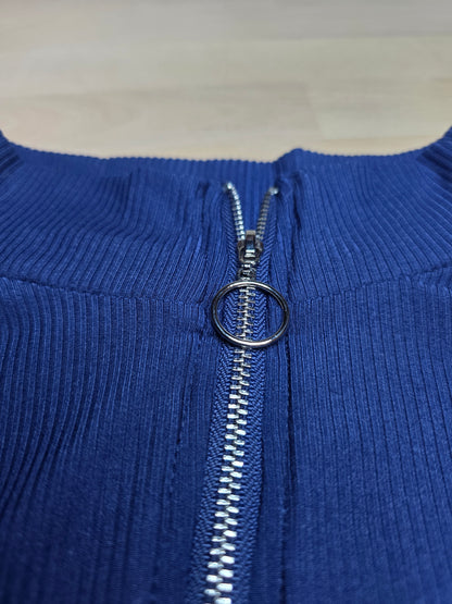 Adrienne Ribbed Half Zip Mock Neck Top