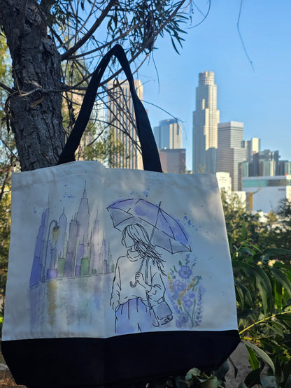 Violet Weather — Hand-Painted Canvas Tote