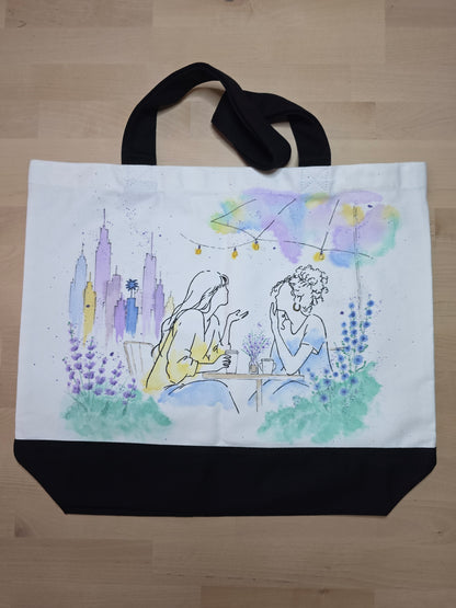 Shared Horizon — Hand-Painted Canvas Tote