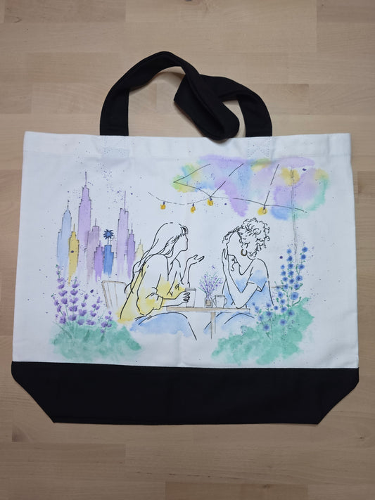 Shared Horizon — Hand-Painted Canvas Tote
