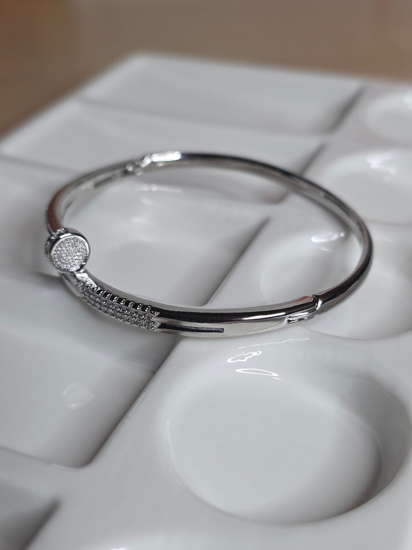 Aurielle Nail Bracelet – Gold Tone Crystal Accent Bangle