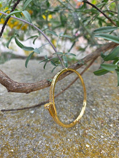 Aurielle Nail Bracelet – Gold Tone Crystal Accent Bangle