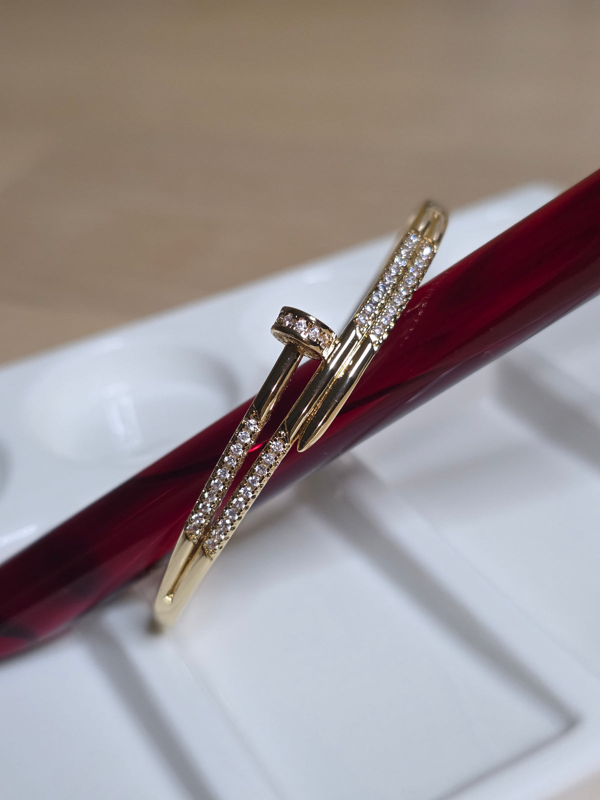 Aurielle Nail Bracelet – Crystal Accent Bangle