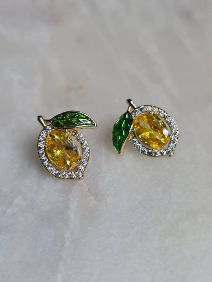 Lemon Zest Zircon Stud Earrings